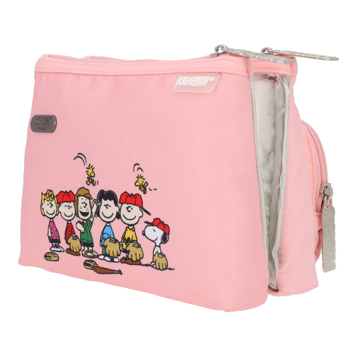 Estuchera Peanuts Snoopy y Amigos Béisbol Rosa
