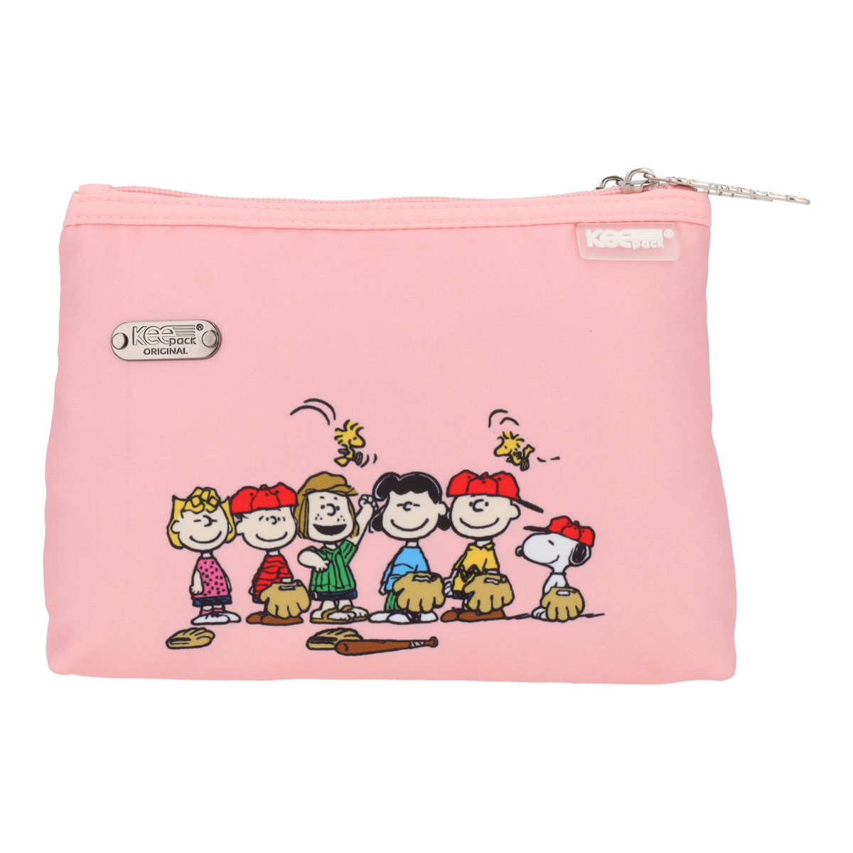 Estuchera Peanuts Snoopy y Amigos Béisbol Rosa