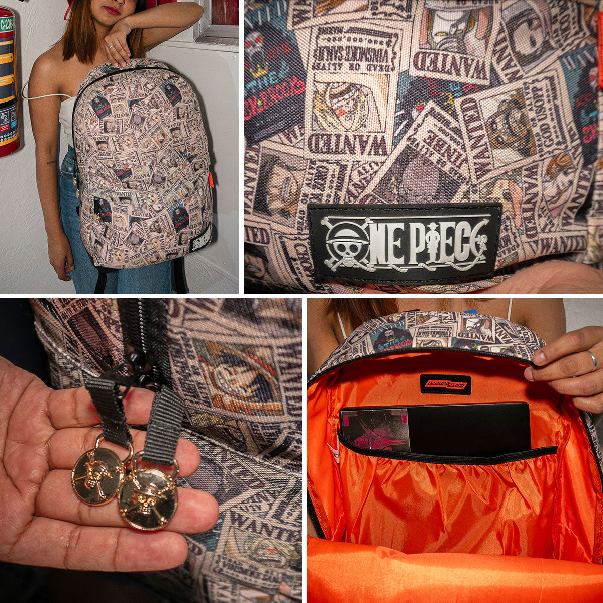Mochila, Lonchera y Lapicera One Piece Carteles Se Busca