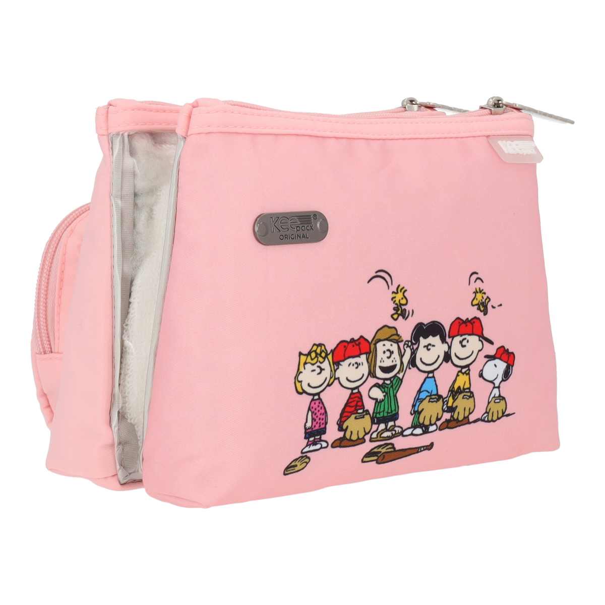 Estuchera Peanuts Snoopy y Amigos Béisbol Rosa