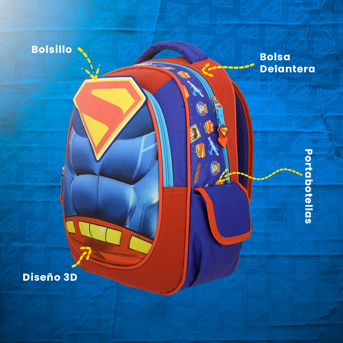 Set Mochila, Lonchera y Estuchera Escolar Superman Hero Armor